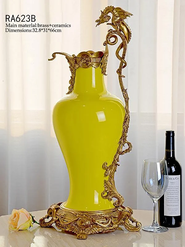 Ormolu Mounted Dragon Yellow Porcelain Vase