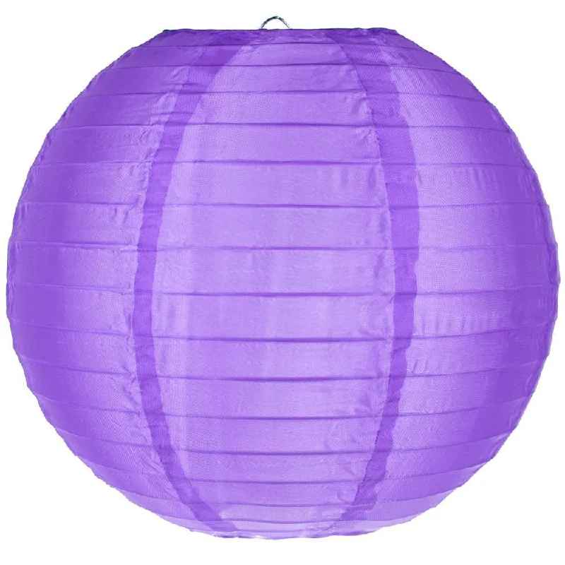 30" Purple Jumbo Shimmering Nylon Lantern, Even Ribbing, Durable, Dry Outdoor Hanging Decoration