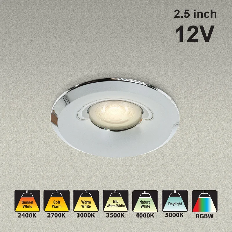 VBD-MTR-8C Low Voltage IC Rated Downlight LED Light Fixture, 2.5 inch Round Chrome