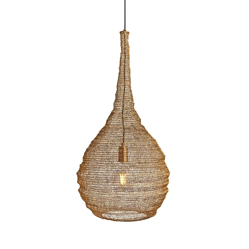 Low wattage Edison light bulbs for ambianceBeehive Wire Cage Metal Mesh Pendant Light - Drop - Brass