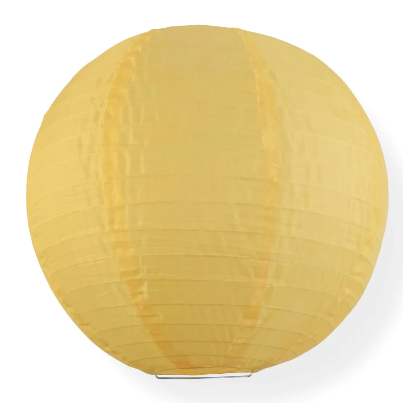 30" Golden Yellow Jumbo Shimmering Nylon Lantern, Even Ribbing, Durable, Dry Outdoor Hanging Decoration