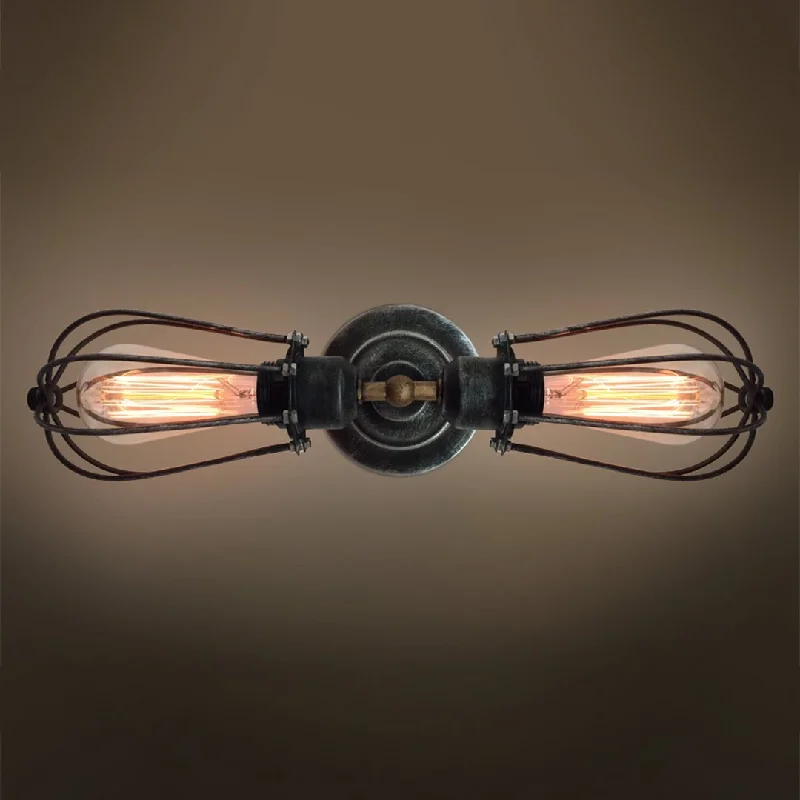 Globe 2 Lights Double Arm Cage Sconce