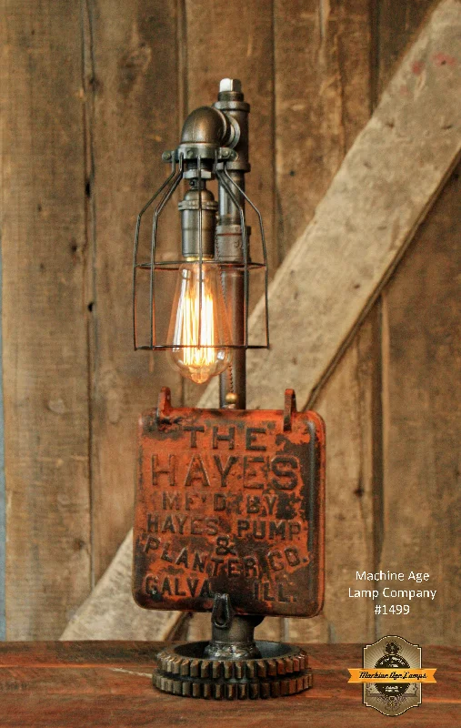 Steampunk Industrial Farm / Hayes Pump Planter Cover Lamp / Ill / Lamp #1499 - SOLD