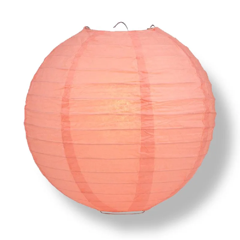 30" Roseate / Pink Coral Jumbo Round Paper Lanterns, Even Ribbing (Value Packs)