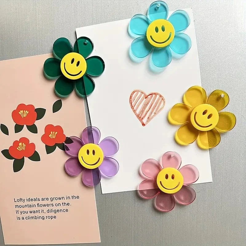 Happy Face Flower Magnets 5 Piece Pack