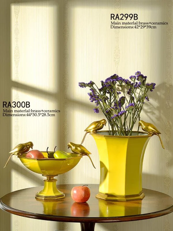 Gilt Bronze Porcelain Yellow Vase