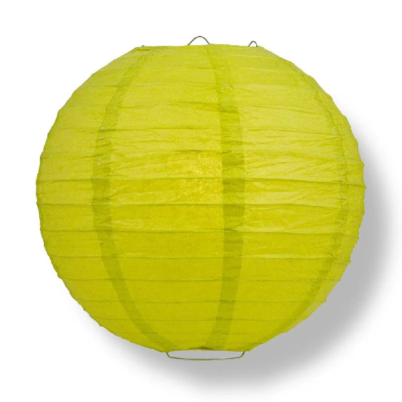 36" Chartreuse Jumbo Round Paper Lanterns, Even Ribbing, Chinese Hanging Wedding & Party Decoration