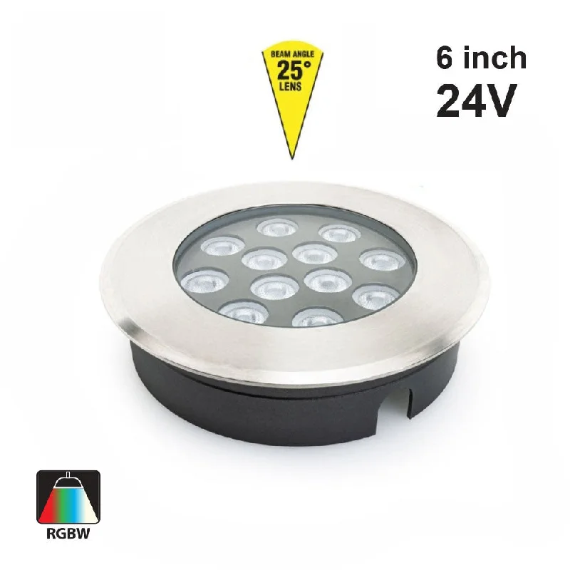 UL-1201-1500(RGBW)-I Outdoor Round Shallow Recessed Changing Color Inground Up light, 24V 15W RGBW