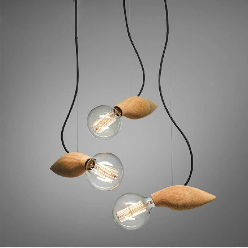 Industrial Wall - Mounted Lighting for Workshop WallsWood Kitchen Pendant Light Lustre Modern Nordic Light Living Dining Room Luminaire Loft Hanging Light Fixture Hanglamp