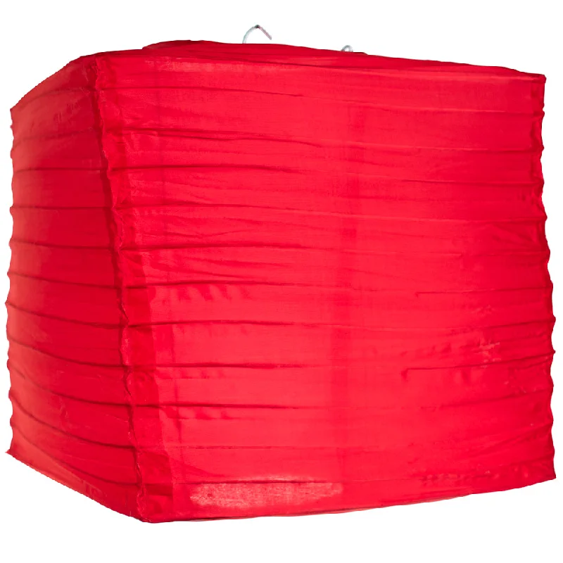 12" Red Shimmering Nylon Square Lantern