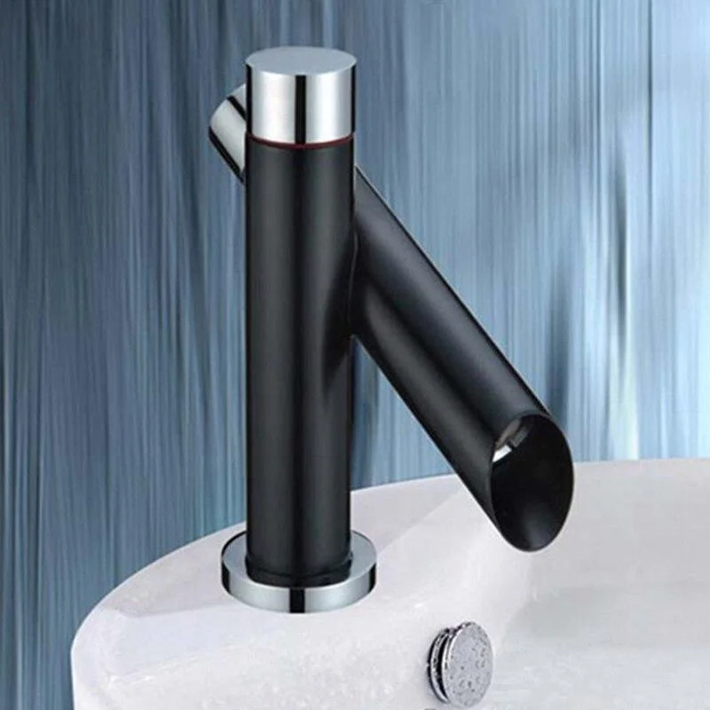 Bathroom Unique Single Handle Black Waterfall Basin Faucet Spout Mixer Tap Deck Mounted  Bronze Finished Hot And Cold Water