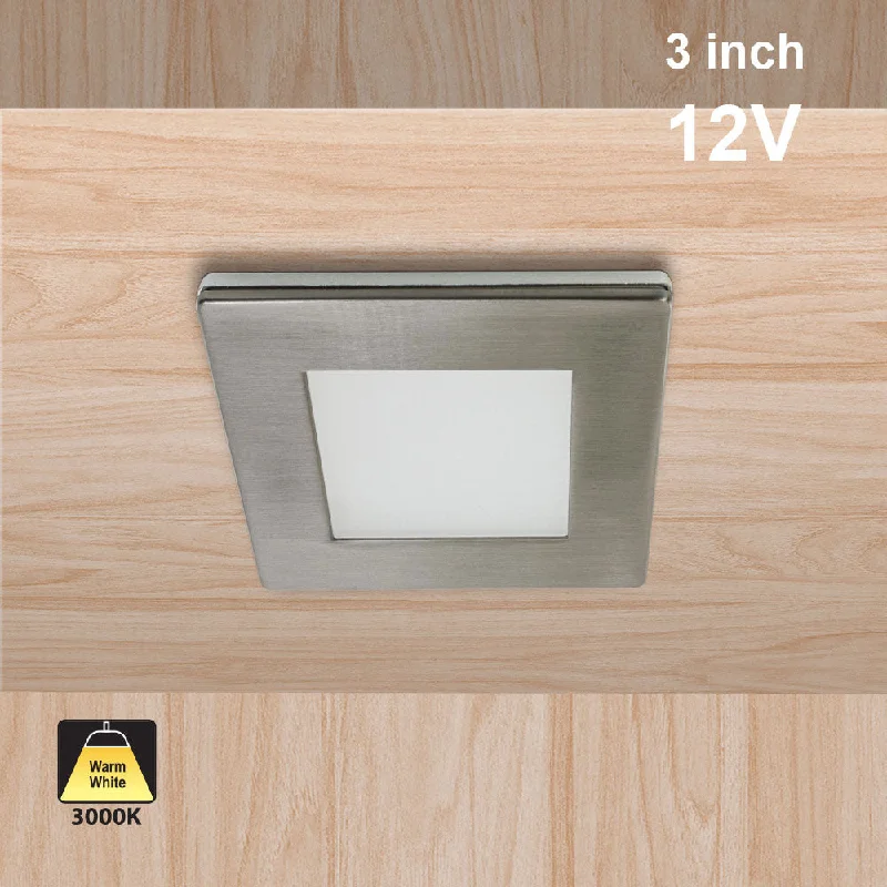 AD-107T-2.2W-12V Square Cabinet Lights, 12V 2.2W 3000K Brushed Nickel