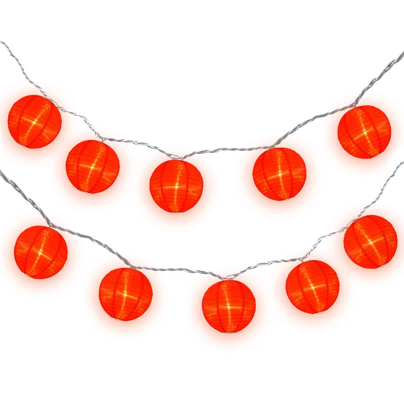 BLOWOUT 4" Red Shimmering Nylon Lantern Party String Lights (8FT, Expandable)