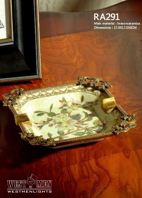 Bronze Mounted Porcelain Floral Dish