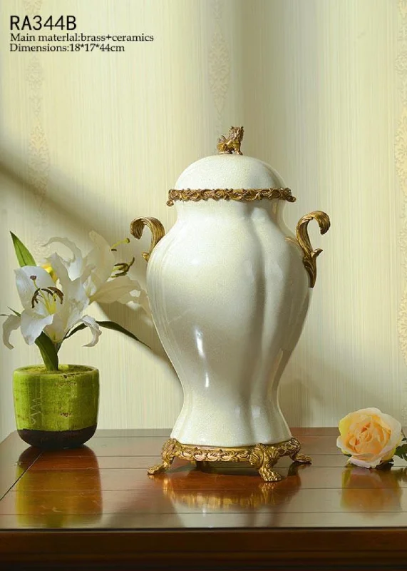 European Porcelain Bronze Decorative Pot Centerpiece