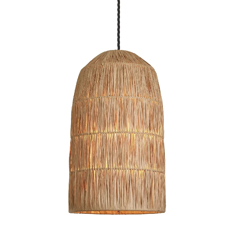 Small size Edison light bulbsRaffia Ceiling Pendant Light - 10 inch - Cone - Natural