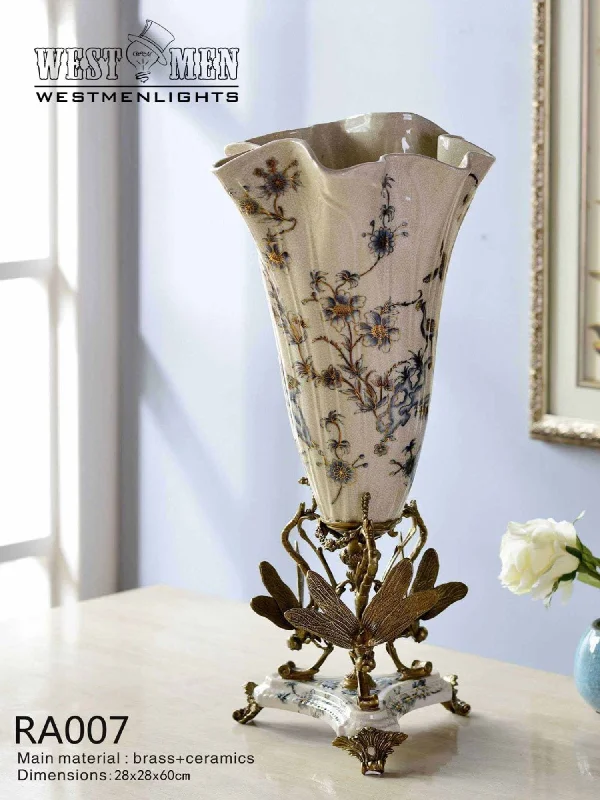 Ormolu Mounted Porcelain Flower Vase Centerpiece