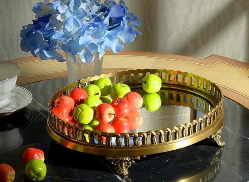 Gilt Bronze Brass Mirrored Tray