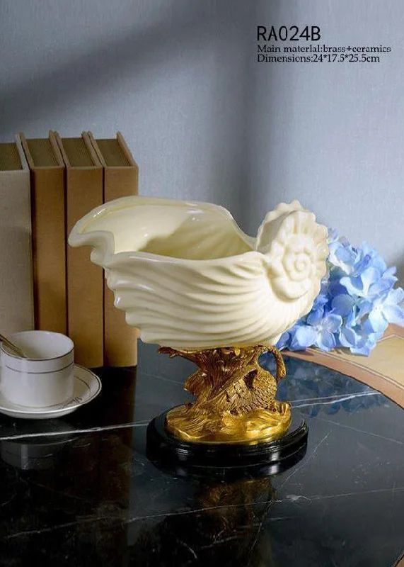 Classical Porcelain Basin White Shell Shape Centerpiece