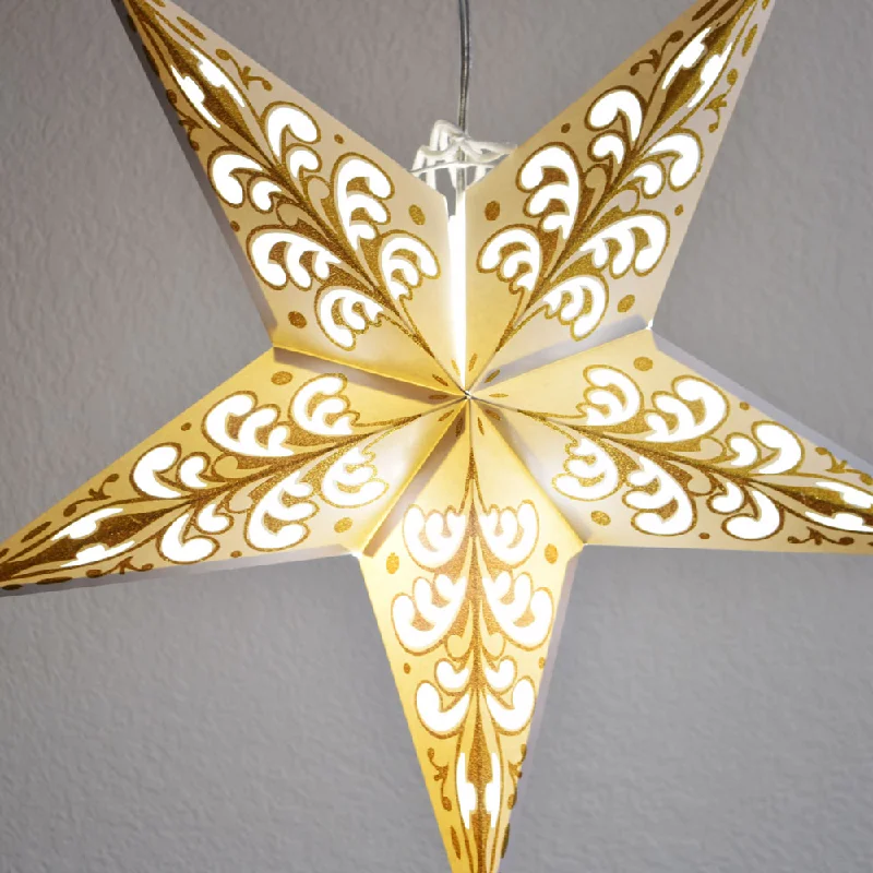 2-PACK 24" Gold Wave Glitter Paper Star Lantern, Hanging