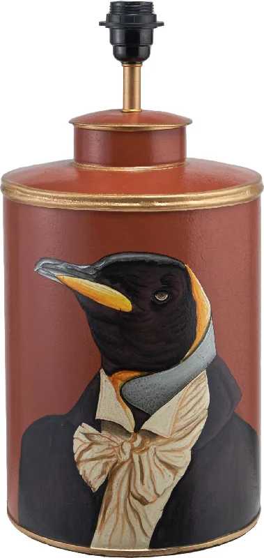 Penguin Tobacco Hand Painted Metal Table Lamp  - Base Only