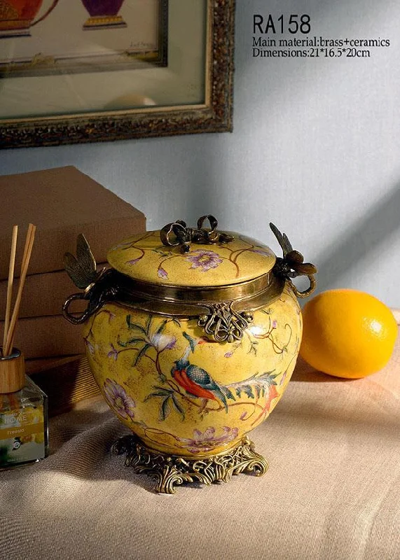 Gilt Bronze Yellow Traditional Dragonfly Container