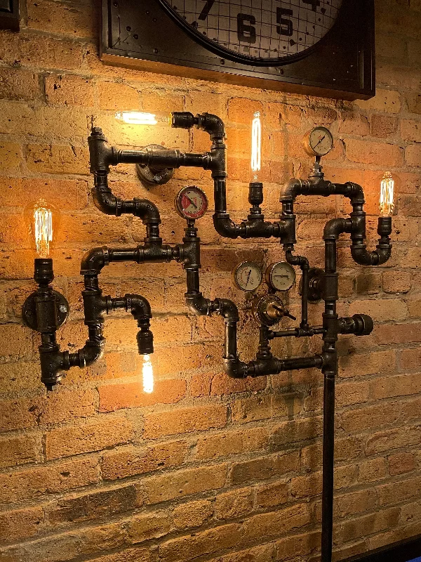 Steampunk Industrial Pipe Wall Art Light Sconce