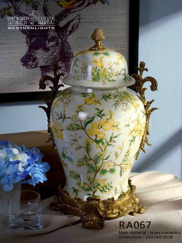 Covered Porcelain Centerpiece Vase