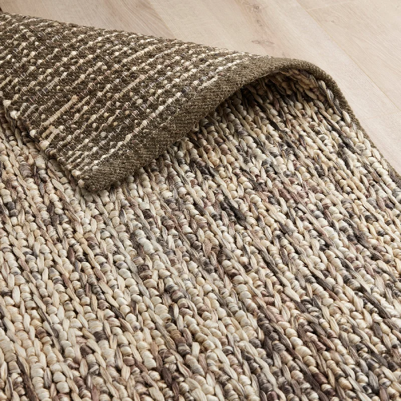 Dipton Hand Woven Jute Rug - Brown & Cream