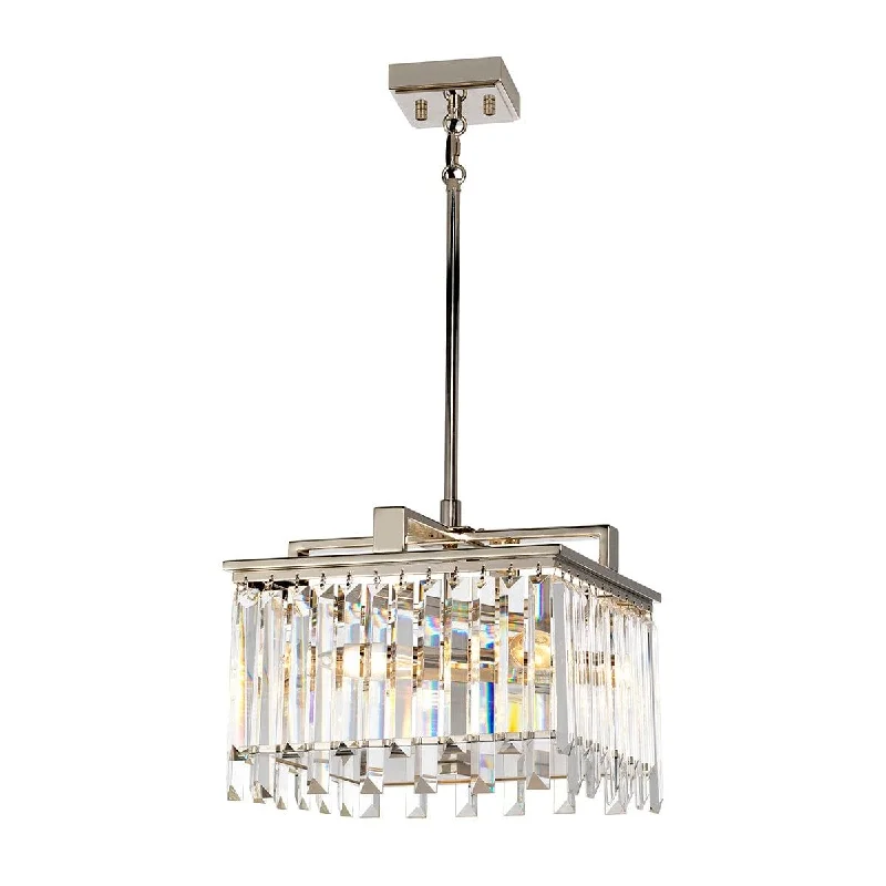 Aries 4 Light Small Nickel/Crystal Chandelier Elstead