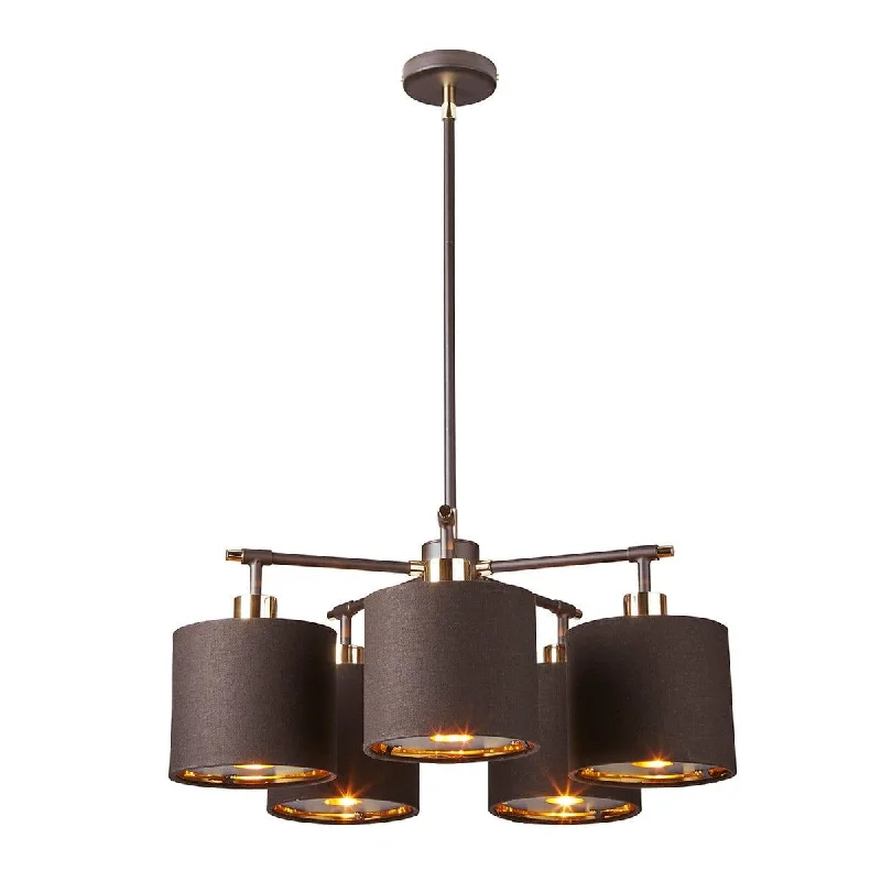 Balance 5 Light Brown & Polished Brass Wall Light - Elstead