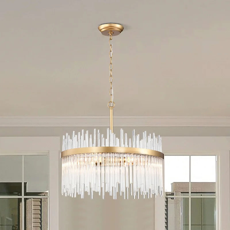 Casandra 5-light Shiny Bronze Chandelier with Clear Glass Bars - Shiny Bronze