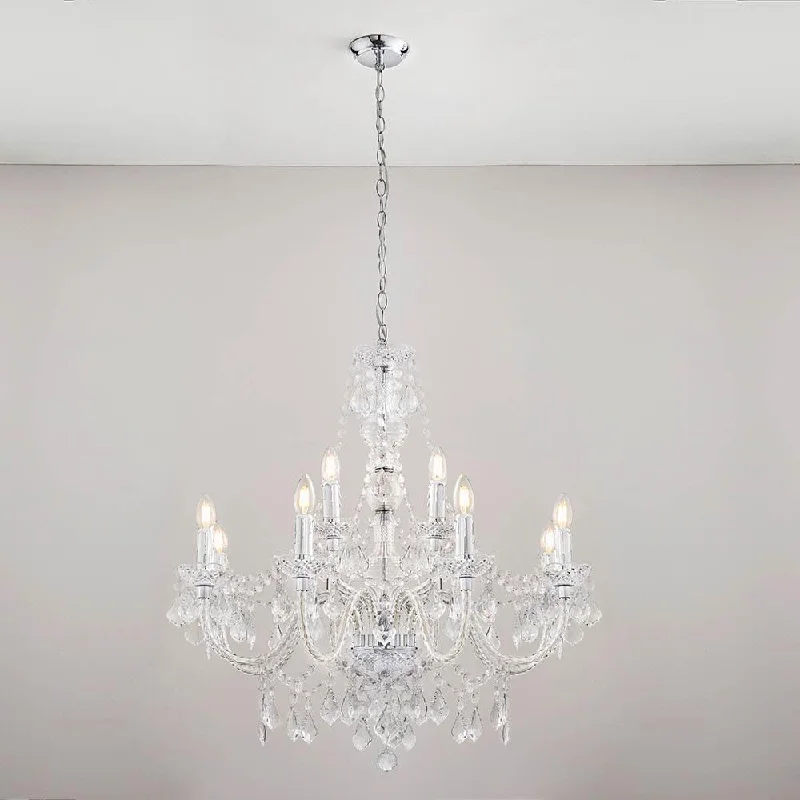 Endon Clarence 12 Arm Chrome & Clear Acrylic Chandelier