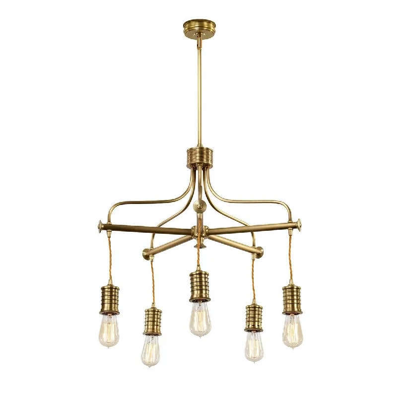 Douille 5 Light Aged Brass Chandelier - Elstead Lighting