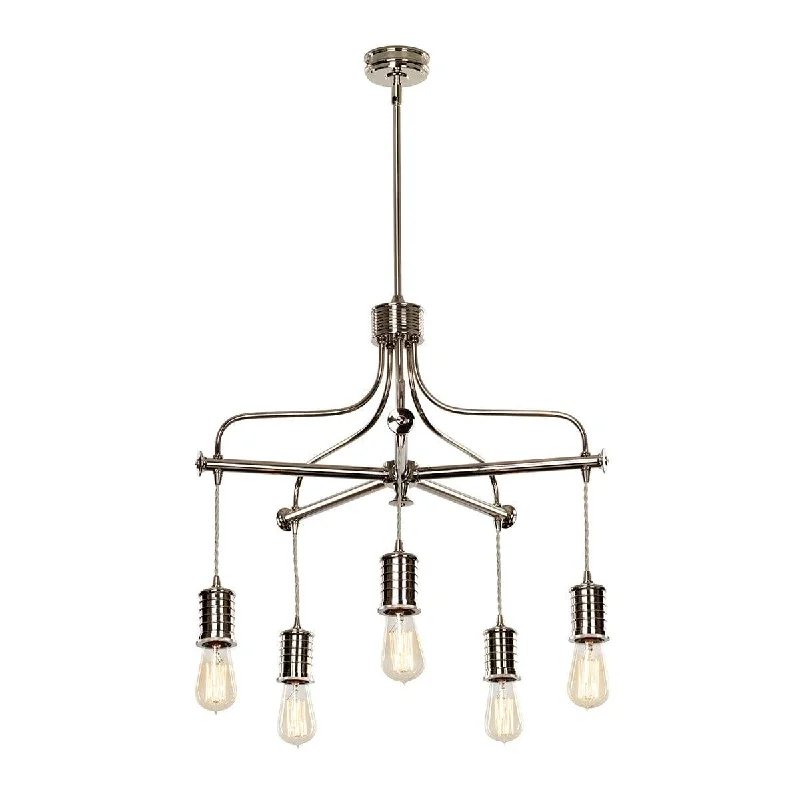 Douille 5 Light Polished Nickel Chandelier - Elstead