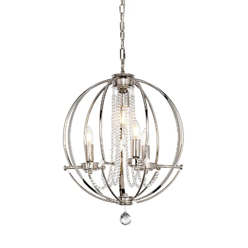 Elstead Cassie 4 Light Chandelier - Polished Nickel