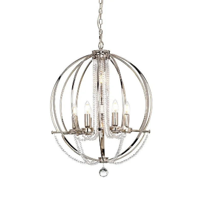 Elstead Cassie 7 Light Chandelier - Polished Nickel