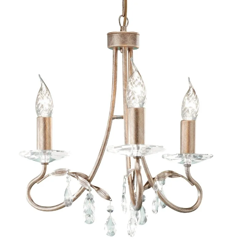 Elstead Christina 3 Light Chandelier - Silver & Gold