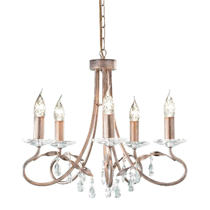 Elstead Christina 5 Light Chandelier - Silver & Gold