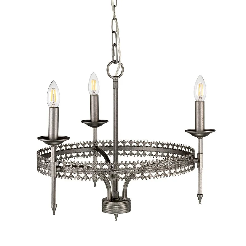 Elstead Lighting Crown 3 Light Silver Chandelier Ceiling Light