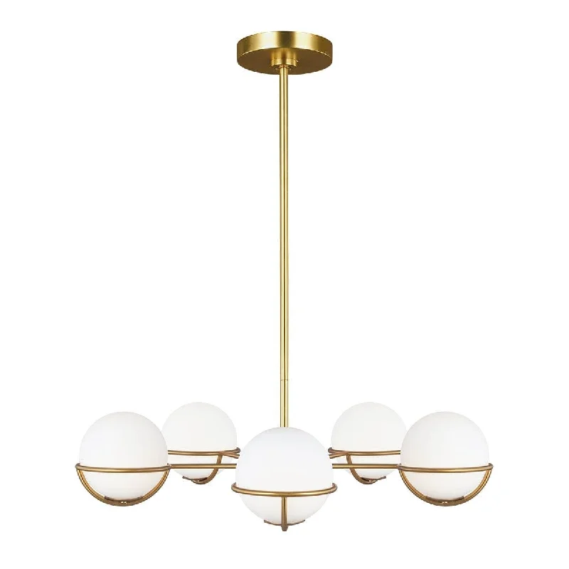 Feiss Apollo 5 Light Chandelier - Burnished Brass