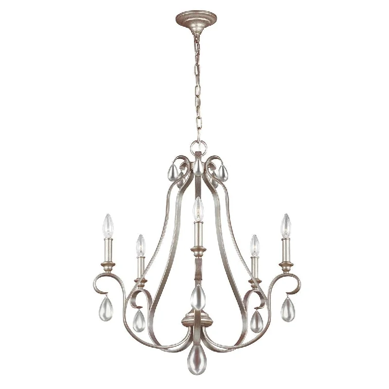 Feiss DeWitt 5 Light Chandelier Ceiling Light - Sunrise Silver