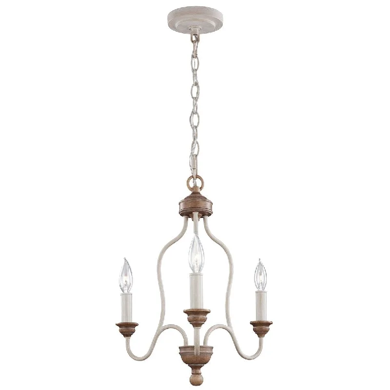 Feiss Hartsville 3 Light Chandelier - Chalk Washed Beechwood