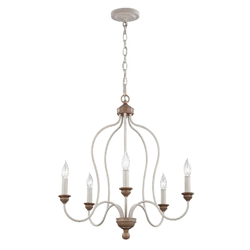 Feiss Hartsville 5 Light Chandelier - Chalk Washed Beechwood