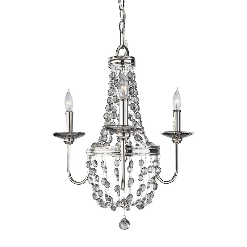 Feiss Malia 3 Light Chandelier Ceiling Light - Polished Nickel