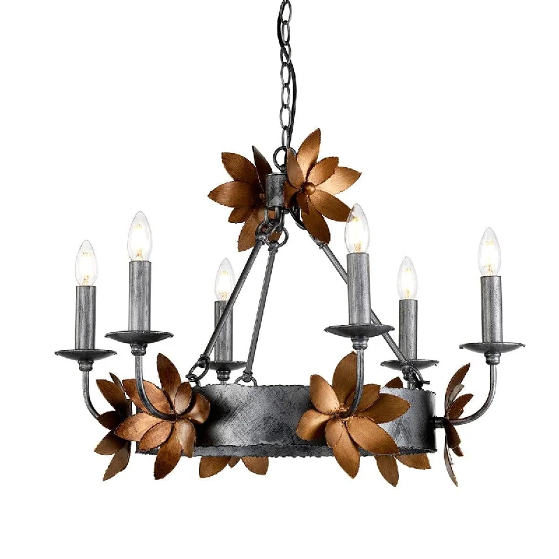 Flambeau Simone 6 Light Chandelier Ceiling Light - Bronze