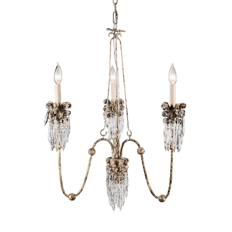 Flambeau Venetian 3 Light Chandelier - Beige Patina & Gold