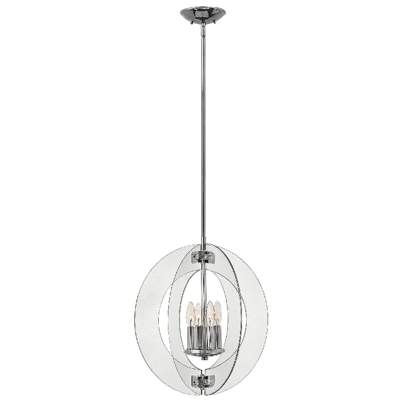 Chandeliers with Frosted Glass for a Softer Light DiffusionHinkley Solstice 4 Light Pendant Chandelier - Polished Chrome