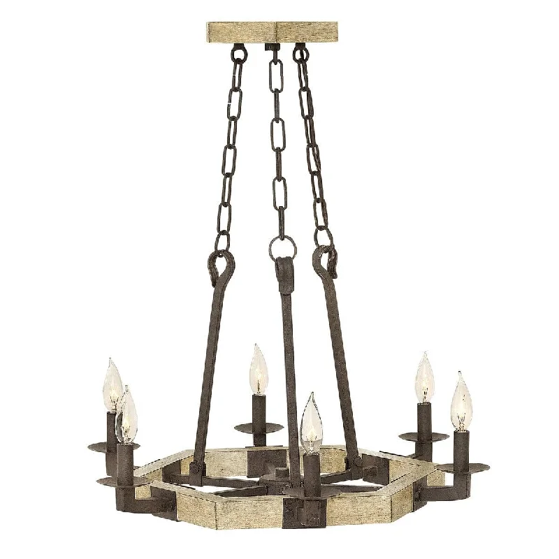 Hinkley Wyatt 6 Light Chandelier Ceiling Light - Iron Rust