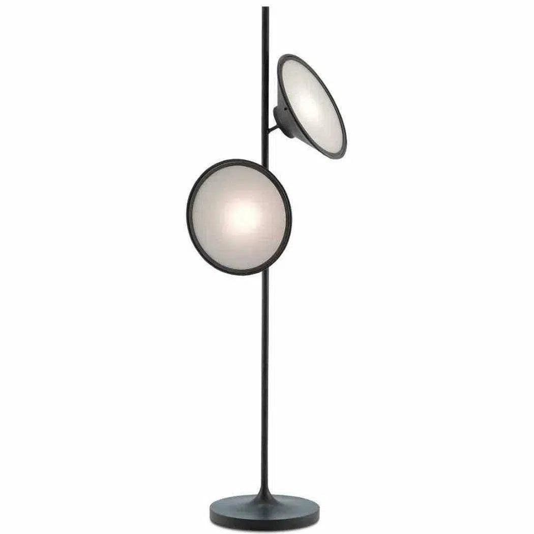 Bohemian Inspired Floor Lamp for Eclectic Home DecorAntique Black White Opaque Bulat Floor Lamp